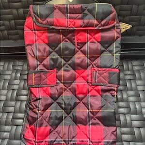 Red Plaid Quilted Dog Jacket medium